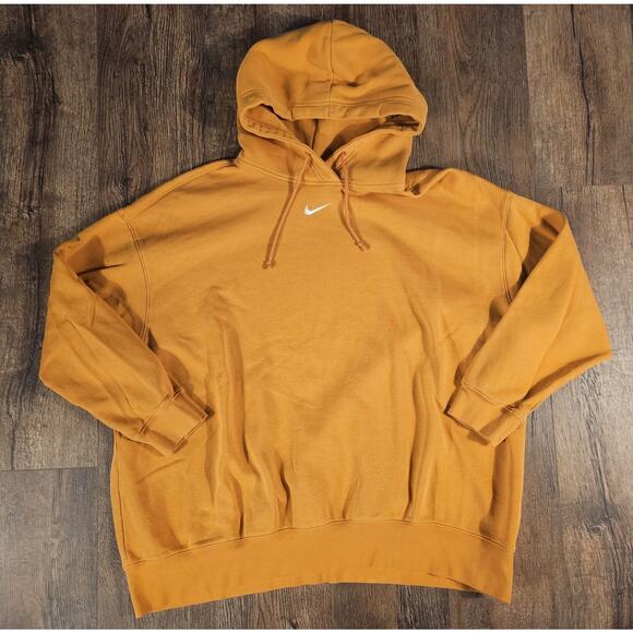 Nike Center Swoosh Gold Hoodie Center Check Size XXL Baggy Grunge - Picture 1 of 6